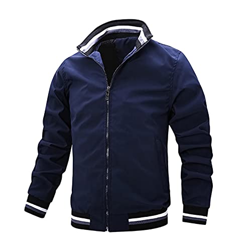 Burband Mens Lightweight Flight Bomber Jackets Softshell Windproof Windbreakers Hipster Varsity Jackets Sports Coats Blue #TOP20