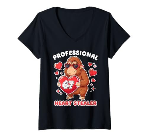 Mujer Profesional San Valentín Lindo Amor romántico corazón Romano Camiseta Cuello V