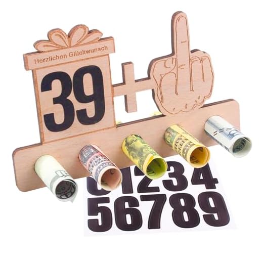 Regalo de 40 20 30 cumpleaños de Dinero de Madera 18-17 + 1 Dedo Medio,Decoración de 50 Cumpleaños Libro de Visitas de Madera 60 Años,Original Divertido 70 cumpleaños para Amigos,Familiares