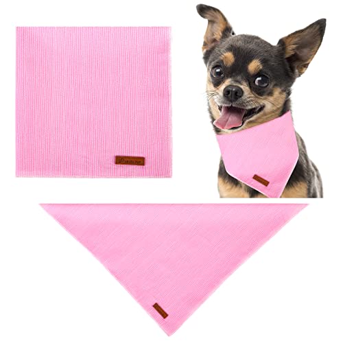 Image of Dog Bandana - Comfortable Cotton Triangle Scarf for Medium Large Dogs, Washable Pet Kerchief for Girl Female Dogs, Pink Adorable Classic Bid Scarf