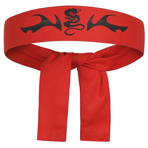 Martial Arts Headband for Karate Taekwondo Jiu-Jitsu MMA Soft & Durable Fabric - One Size Fits All 2 x 45 (Tribal Dragon 45 x 2)