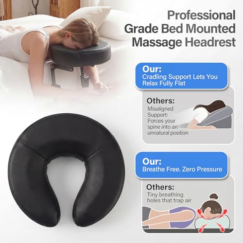 TIMBERHIDE Portable Massage Headrest for Bed, Easy-Install Adjustable Face Cradle with Memory Foam for Couples, Home Spa & Recovery, Fits 6-17” Mattress, Black — view 4