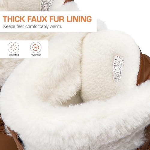 DREAM PAIRS DREAM PAIRS Women's Winter Snow Boots Waterproof Lightweight Warm Faux Fur Lined Insulated Outdoor Ladies Mid-Calf Booties,Size 8,Chestnut,SDSB2423W