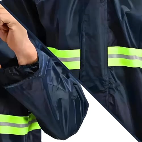 Conjunto Capa De Chuva Impermeável Para Motoqueiro(a) Com Touca e Viseira Em Tecido Oxford - Tamanho