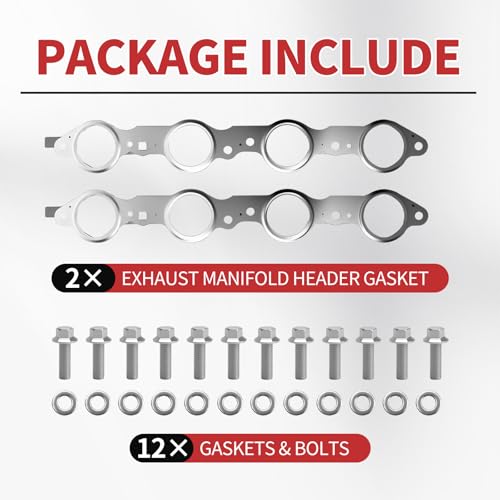 Image of 12617944 LS Engine Exhaust Manifold Gasket with Bolts Fit for Chevy Silverado 1500 /2500, GMC Sierra /Surburban, Pontiac, LS1 LS2 LS3 LS6 LQ4 LQ9 Multi-Layer Steel Gasket Replace 551696