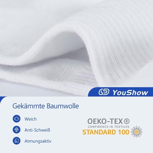 Youshow Mens Socks Size 9-12 Uk Golf Socks For Men White Sports Socks For Mens Crew Socks Men Hiking Socks For Men White Cotton Socks Men's Socks 7-11 Seamless Socks Mens 6 Pairs - 5