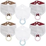 Baby Bandana Bibs & Teethers 6-Pack, 100% Organic Cotton, Super Absorbent & Soft, Unisex for Daily Use & Teething Relief. - Color 2