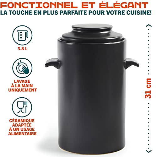 Pot de fermentation HomeBuddy avec poids - pot de choucroute de 3,8 litres en céramique avec poids de fermentation et couvercle - Fonctionne bien comme Pot Onggi Kimchi - Image 5