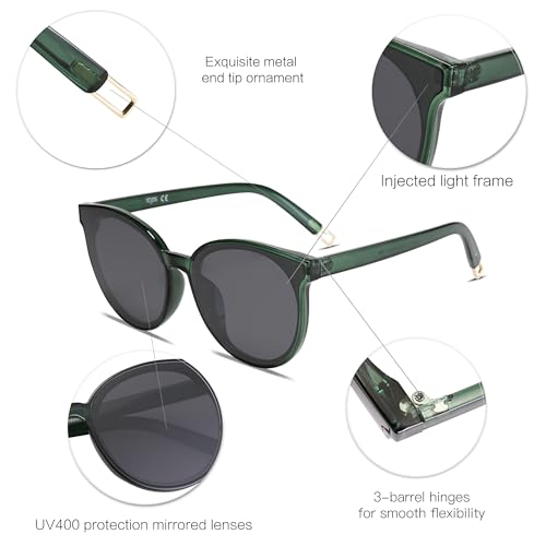 SOJOS Fashion Round Sunglasses for Women Men Oversized Vintage Shades SJ2057