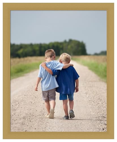 Amanti Art Picture Frame 16x20 Photo Frame, Grace Brushed Gold Narrow Wood Framing for your Wedding Photos, Family Pictures, Diploma, Certificate, Kids Art Gift for Mom or Poster Wall Decor