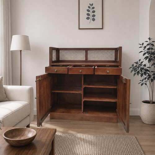 Image of The Attic Mehfil Bar Cabinet, Teak Finish
