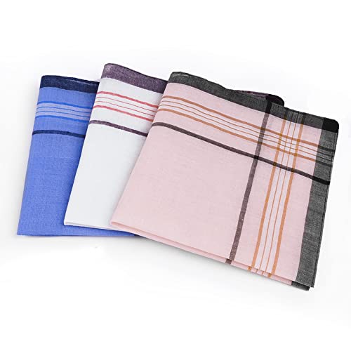 Aomig Men's Handkerchiefs, 12 Pack Cotton Gents Hankies Set, Mens Premium Handkerchiefs Assorted Pocket Square Hankies For Men And Women, Classic Hankie For Grooms, Weddings, Prom, Celebration, Party #TOP4