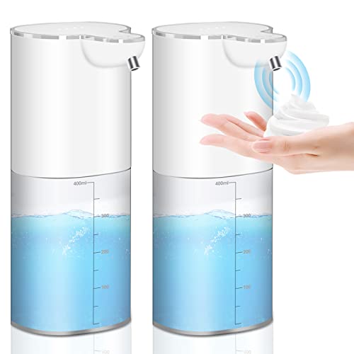 Dispensador de jabón automático, dispensador de jabón de Espuma de 400 ml, Resistente al Agua, IPX5, montado en Mesa/Pared, dispensador de jabón con Sensor para Cocina, baño (2 Unidades) Cover