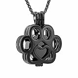 Oinsi Pet Cremation Jewelry For Ashes For Dog/Cat Paw Stainless Steel Memorial Locket Urn Necklace Inside Mini Case Keepsake Cremation Jewelry Women Men (Full Black)
