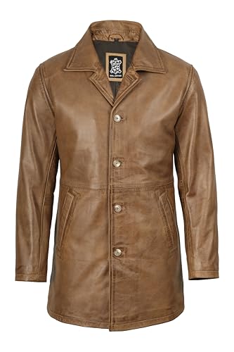 Image of fjackets Men's Leather Coat - Real Lambskin 3 /4 Length Long Jacket | Carcoat Style Outerwear