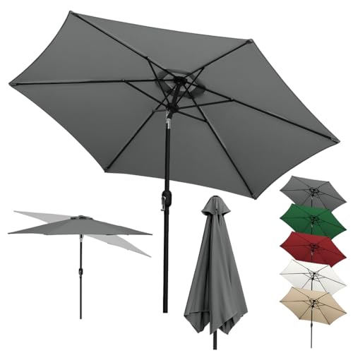 Tubiaz Parasol de jardin 270 350 cm Grand parasol de marché imperméable sans support, parasol avec manivelle pour balcon, jardin, terrasse, Ø270 cm