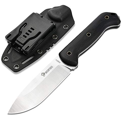NedFoss Jagdmesser fahrtenmesser, Bushcraft Messer Fulltang-Konstruktion |Outdoormesser mit Kydex Holster, Rutschfester G10 Griff, schwarz