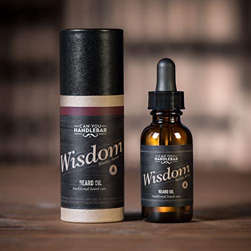 Wood Scent Premium Beard Oil for Men - Wisdom (Woodsy & Citrus Scent) Beard Oil | 1 Oz Dropper Top Amber Glass Bottle