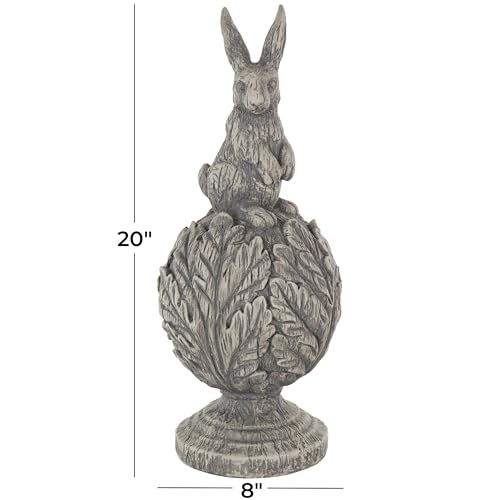Escultura decorativa de conejo de polystone gris 8 x 8 x 20 in miniatura 3