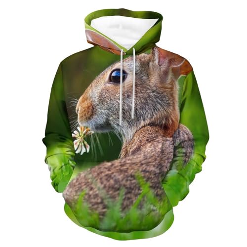 Hoody Sweatshirt Homme Femme Pull Capuche Manche Longue Hoodie Lapin Taille L
