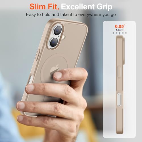 Image of SUPFINE Magnetic for iPhone 17 Case (Compatible with MagSafe)(Military Grade Drop Protection) Translucent Matte Shockproof with Anti-Fingerprint Phone Cover,Desert Gold