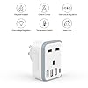 UK to US Plug Adaptor, USA Travel Adapter with 3 USB &1 USB C Ports (17W Fast Charger), 5 in 1 US Plug Adapter from UK to USA, Canada, Thailand, Mexico, Colombia (Type B)