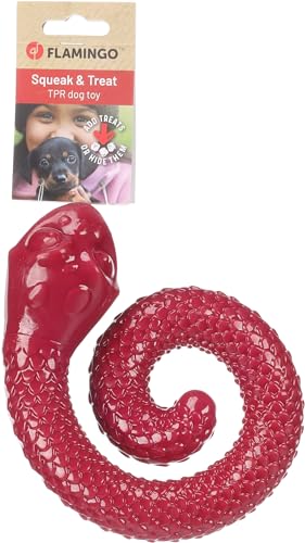 Flamingo Sneaky Snake – Snackspielzeug für Hunde – Bordeaux – 17 × 16,2 × 4,3 cm – Aus TPR mit Squeaker – Befüllbar für interaktives Spiel