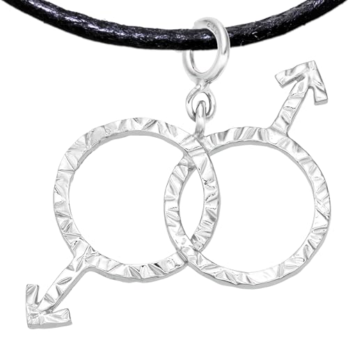 Collar de regalo del orgullo gay, colgante de arcoíris del orgullo LGBT con collar de algodón, símbolo homosexual hecho a mano, joyería de plata 925 (joyería de plata gay, chapado en platino)