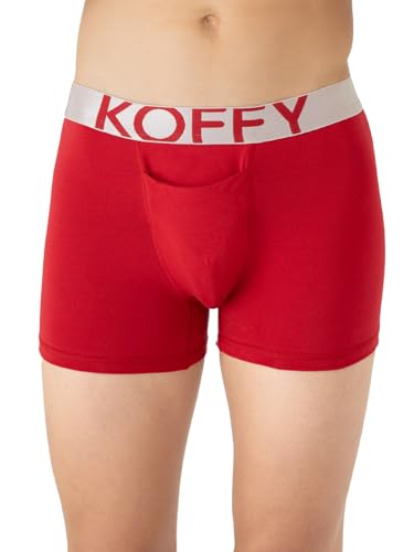 Image of KOFFY Men's Malleable Cotton Lycra Long Trunk with Minus Cutting Pouch I Wrinkle Free I Moisture Wicking Technology