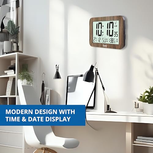 Image of Ajanta Digital Wall Clocks (LCD-140-Oak Wood)