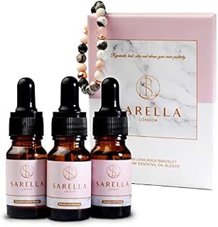 SARELLA London Lava Rock Healing Diffuser Anxiety Bracelet with Three Aromatherapy Essential Oils Pink Jasper Birthday Luxury Friendship Gifts for Women Bracelets for Womens Stress Relief or Energy