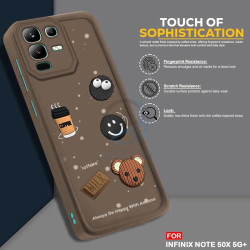 Image of AESTMO Back Case Cover for Infinix Note 50X 5G+ Cover | Cute Fun Cartoon 3D Ball | Coffee Silicone Case | Full Body Protection | Camera Protection Back Cover for Infinix Note 50X 5G+ (Brown)