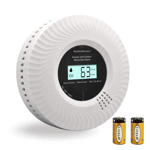 Kombi Rauch- und Kohlenmonoxidmelder mit Sprachalarm, 2-in-1 Rauchmelder & CO-Melder, mit LCD-Display, ≥85 dB Alarm, geprüft nach EN 14604 & EN 50291, inkl. Batterie, 1er Pack