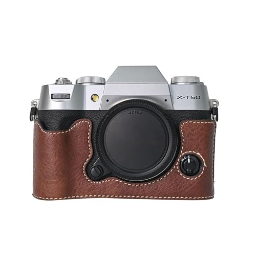 Funda para cámara FUJIFILM X-T50 en cuero PU café