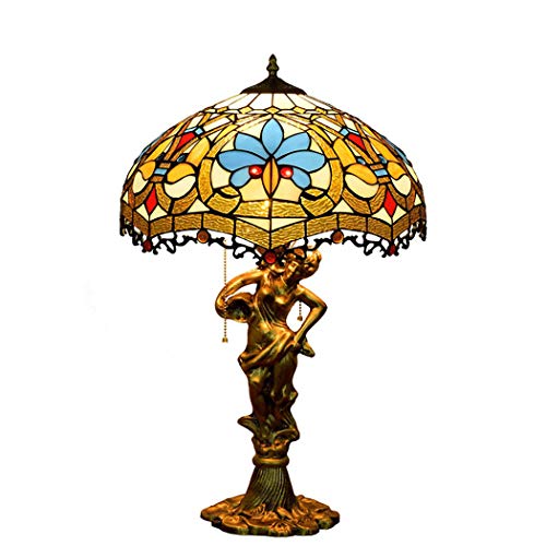 Reading Table Beside Lamp Baroque Stained Glass European Decor Lamp with Alloy Base for Living Room Study Bedroom,E27,(40cm64cm)