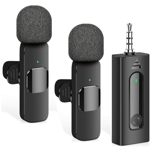 Image of DDLC K-35 Wireless Collar Mic Dual - 3.5mm Aux Jack Lavalier Microphone (2 Mics, 1 Receiver) for DSLR Cameras | YouTube | Interviews | BT Speakers | Omnidirectional Plug & Play Mic - Black Mic