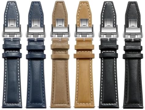 Genuine Leather Watch Strap for Longines Conquest Spirit Stainless Steel Butterfly Clasp(Brown w g2,21mm) - 5