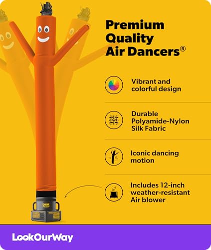 Image of LookOurWay Air Dancers Wacky Waving Inflatable Tube Man Set - 10 Feet Tall Inflatable Dancing Man with Blower - Orange