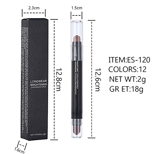 2Pcs With Blending Brush Eyeshadow Cream Stick Smoky Purple Dark Blue Metallic Matte Shimmer Eye Brightener Crayon Long Lasting Waterproof Smudge-Proof Crease-Proof Hypoallergenic Korean Eye Makeup #TOP4
