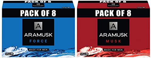 Image of Aramusk Musk Soap, 125g(Pack of 8) & Aramusk Force Soap, 125g(Pack of 8)