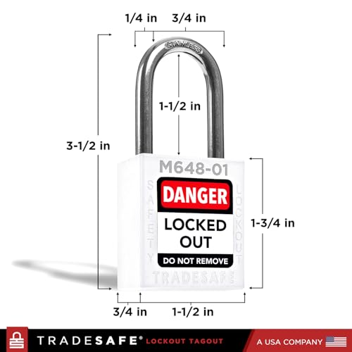 Image of TRADESAFE Lockout Tagout Locks Set with Master Keys - 10 White Loto Locks, Keyed Different Lock Out Tag Out Padlocks, 2 Keys Per Lockout Padlock