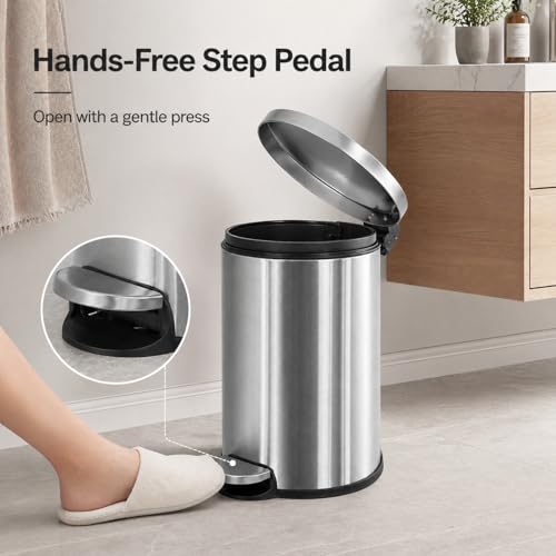 Caneca de basura pequeña de 6L acero inoxidable cepillado miniatura 3