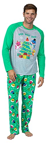 Prestigez Baby Shark Men's 2 Piece Christmas Pajama Set Daddy Shark Sleepwear