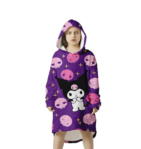 Perwzupe Kids Wearable Blanket Flannel Hoodies Sweatshirt,Warm Super Soft Blanket Hoodies,Portable Pullover Hooded Sherpa Blanket 3'7