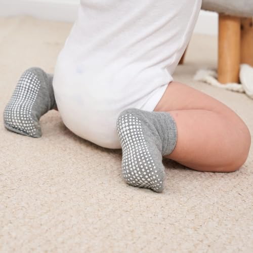 Image of Zaples Baby Non Slip Grip Ankle Socks with Non Skid Soles for Infants Toddlers Kids Boys Girls