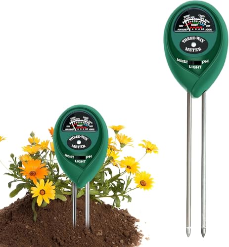 RUTIDA Bodentester, Boden-pH-Messer 3-in-1 Bodentest Messgerät für Feuchtigkeit/Fruchtbarkei/pH, Boden-Feuchtigkeitsmessgerät für Pflanzenerde, Garten, Bauernhof, Rasen