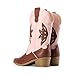 DREAM PAIRS Girls Cowgirl Cowboy Boots Western Fashion Mid Calf Boots,Size 4 Big Kid,Pink/Brown,SDBO2417K
