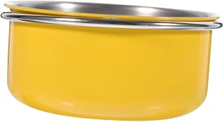 BUGUUYO Comedero para Loros de Acero Inoxidable con Doble Tornillo para Una Fácil Fijación 12 X 5 Cm Color Amarillo