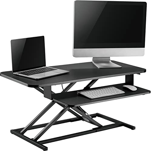 Puestos de trabajo sentado de pie negro para el teletrabajo en casa 6