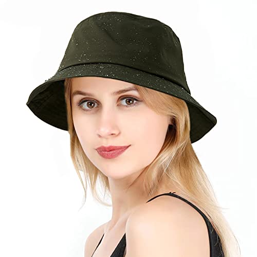 Lanzom Womens Waterproof Bucket Sun Hat Outdoor Beach Boonie Rain Hat For Men Packable Fishing Hiking Safari Cap (Medium-Large,Army Green) #TOP7